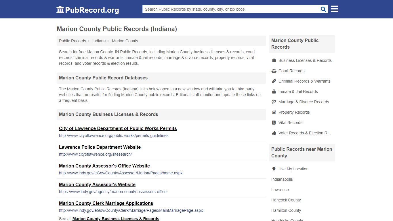 Free Marion County Public Records (Indiana Public Records) - PubRecord.org